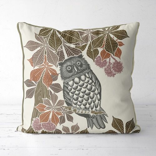 Country Lane Owl 3, Earth Pillow, Cushion cover, 45x45cm