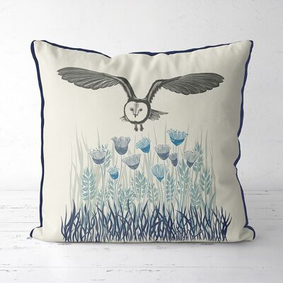 Country Lane Owl 4, Indigo Pillow, Cushion cover, 45x45cm