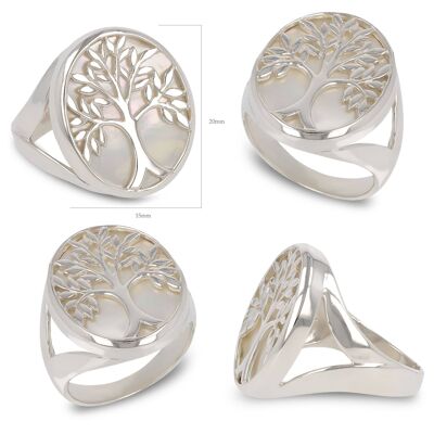 Bague Arbre de Vie Nacre Blanche Argent 925 - K41048-2