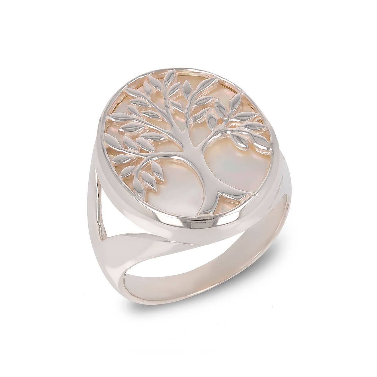 Bague Arbre de Vie Nacre Blanche Argent 925 - K41048-2