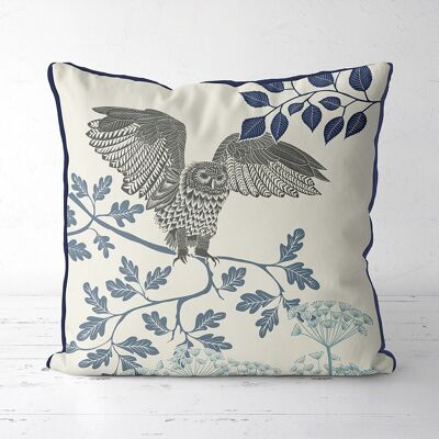 Country Lane Owl 5, Indigo Pillow, Cushion cover, 45x45cm