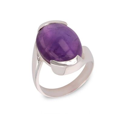 Amethyst cabochon silver ring K2771