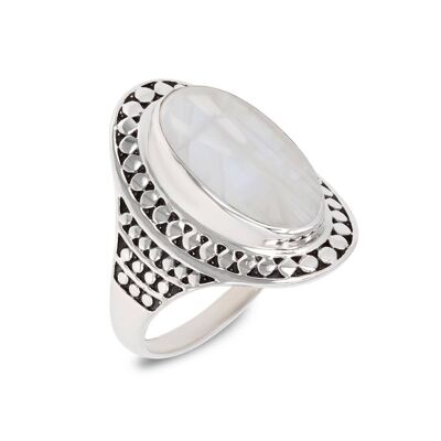 Moonstone cabochon ring 925 silver - 60638