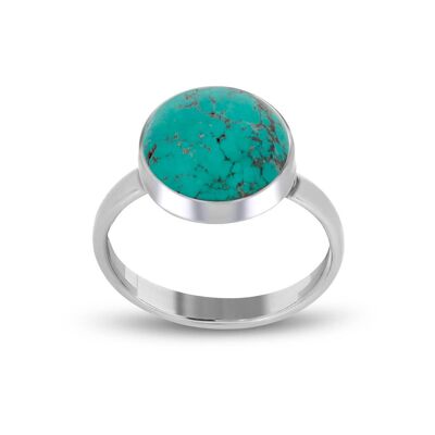 Turquoise cabochon ring on silver K60633