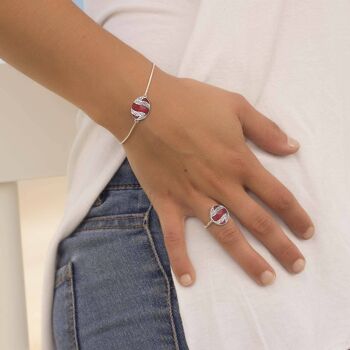 Bague corail rouge serti Argent 925 K50614 2