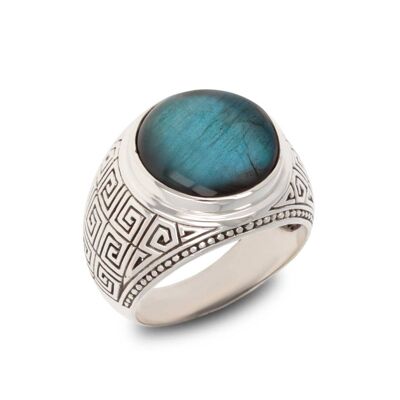 Men's designer ring Labradorite Silver Man-503-Labra