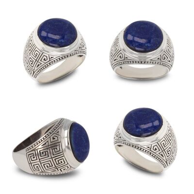 Designer ring lapis lazuli set silver Man-503-Lapis