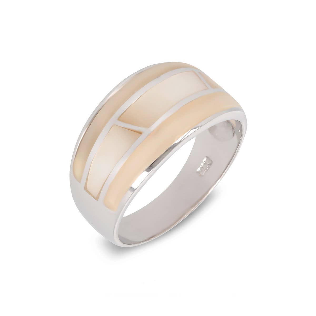 Bague Nacre Blanche sur Argent 925 - K4260
