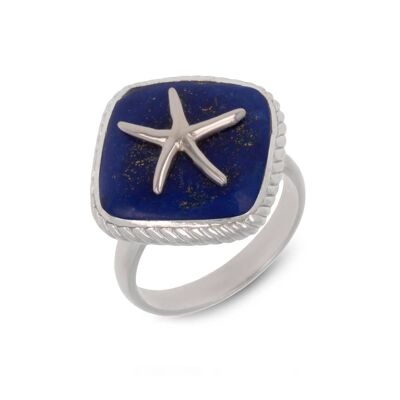 Ring Starfish Lapis Lazuli set in 925 Silver K50618