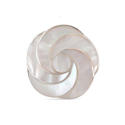 Spiralförmiger Blumenring aus weißem Perlmutt auf 925er Silber 4290