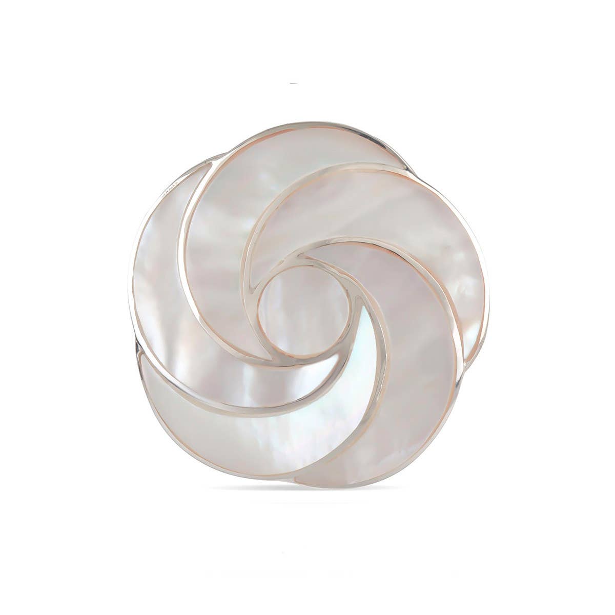 Bague Fleur Spirale Nacre blanche sur Argent 925 - 4290