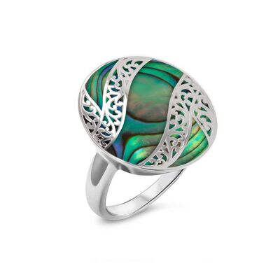 925 Silver lace mother-of-pearl abalone ring K50613