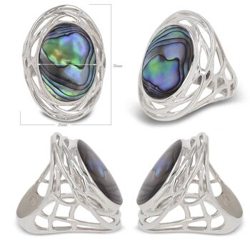 Bague nid d'argent 925 Nacre Abalone K41012 3