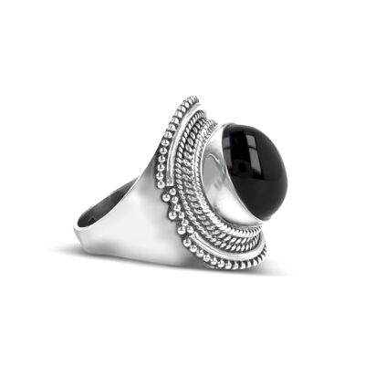 Obsidian ring on silver 925 60640-S-Ob