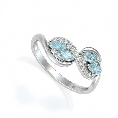 Aquamarine and Diamonds White Gold Ring 1.546grs