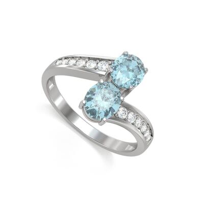 Aquamarine and Diamonds White Gold Ring 2.546grs