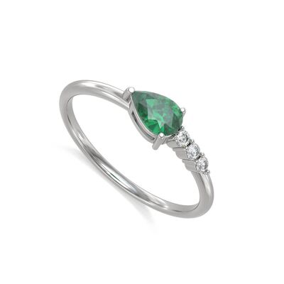 Ring White Gold Emerald and diamonds 1.176grs