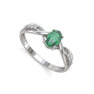 Ring White Gold Emerald and diamonds 1.32grs