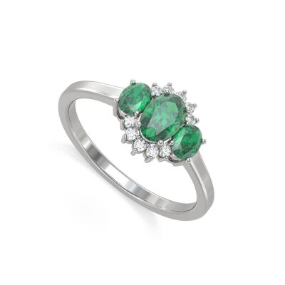 Ring White Gold Emerald and diamonds 1.358grs