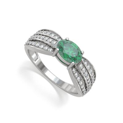 Ring White Gold Emerald and diamonds 2.89grs