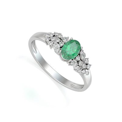 Ring White Gold Emerald and diamonds 2.934grs