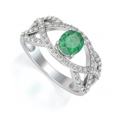Ring White Gold Emerald and diamonds 3.13grs