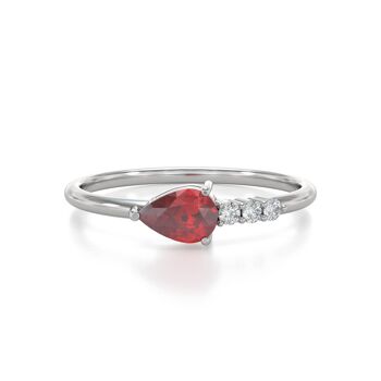 Bague Or Blanc Rubis et diamants 1.176grs 2