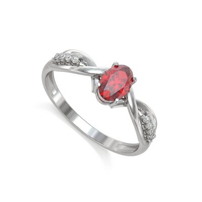Ring White Gold Ruby and diamonds 1.32grs