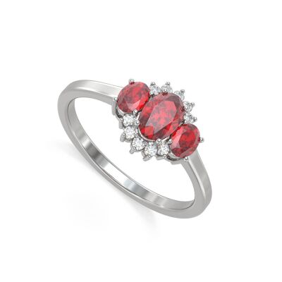 Ring White Gold Ruby and diamonds 1.358grs