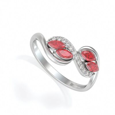 Ring White Gold Ruby and diamonds 1.546grs