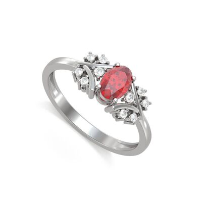 Ring White Gold Ruby and diamonds 1.556grs