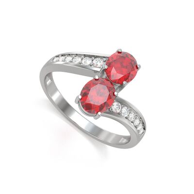 Bague Or Blanc Rubis et diamants 2.546grs