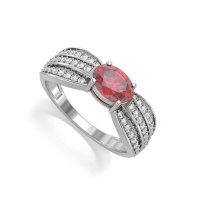 Ring White Gold Ruby and diamonds 2.89grs