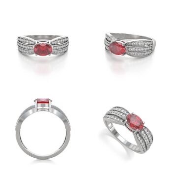 Bague Or Blanc Rubis et diamants 2.89grs 2