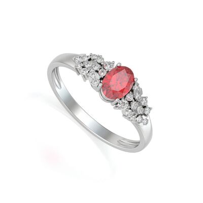 Ring White Gold Ruby and diamonds 2.934grs