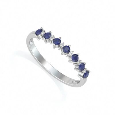 Ring White Gold Sapphire and diamonds 1.7grs