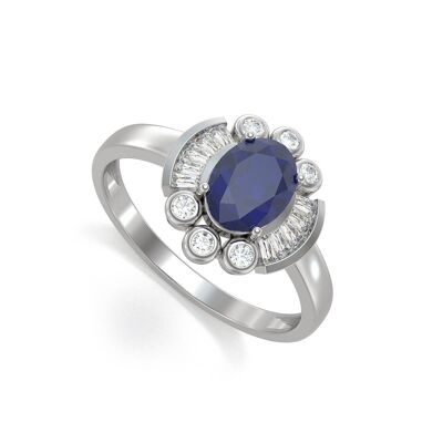 Ring White Gold Sapphire and diamonds 2.10grs