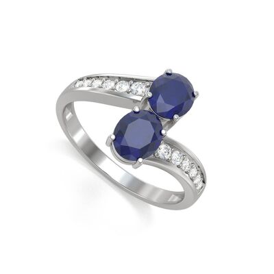 Ring White Gold Sapphire and diamonds 2.546grs
