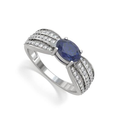 Ring White Gold Sapphire and diamonds 2.89grs