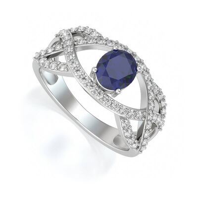 Ring White Gold Sapphire and diamonds 3.13grs