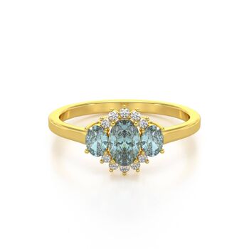 Bague Or Jaune Aigue-Marine et diamants 1.358grs 3