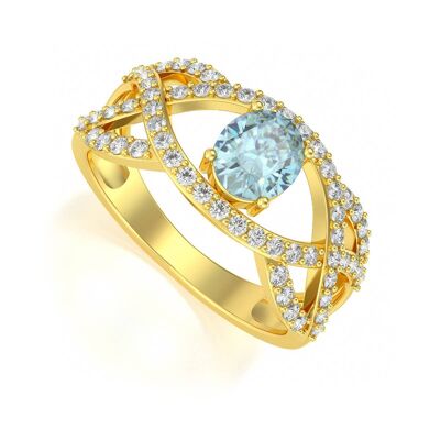 Ring aus Gelbgold mit Aquamarin und Diamant 3,13 g