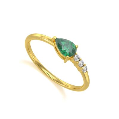 Emerald and Diamonds Yellow Gold Ring 1.176grs