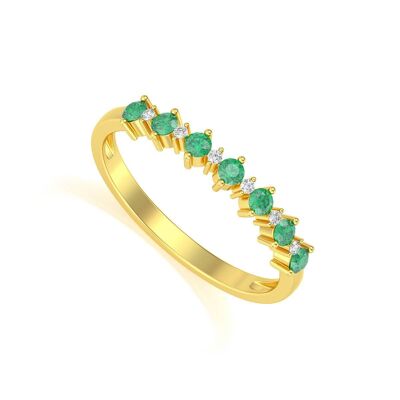 Anello Smeraldo in Oro Giallo e Diamanti 1.7gr