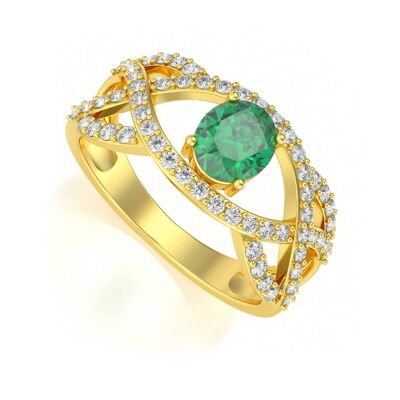 Anello Smeraldo in Oro Giallo e Diamanti 3.13gr