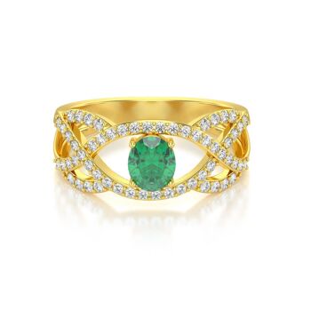 Bague Or Jaune Emeraude et diamants 3.13grs 3