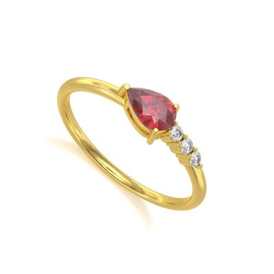 Ring Yellow Gold Ruby and diamonds 1.176grs