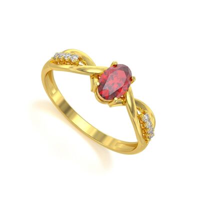Ring Yellow Gold Ruby and diamonds 1.32grs
