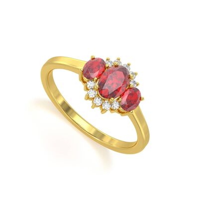 Ruby and Diamonds Yellow Gold Ring 1.358grs