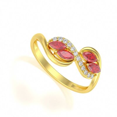 Ring Yellow Gold Ruby and diamonds 1.546grs